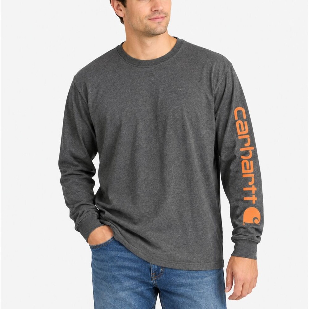 Carhartt Men's Loose Fit Long Sleeve Logo Graphic Shirt Charcoal Gray M NWT